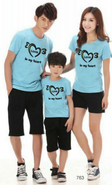 áo gia đình 3/4/5 người đủ màu đỏ cam xanh vàng chất cotton mịn mát