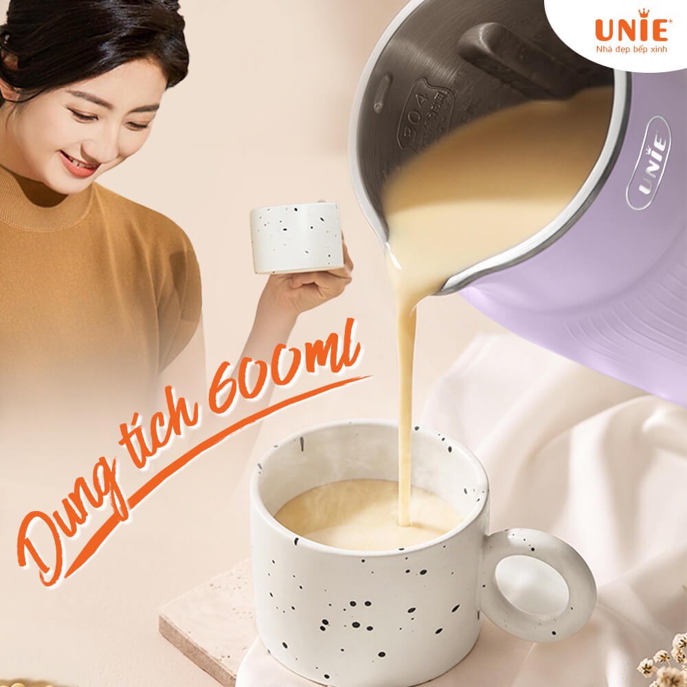 Máy Làm Sữa Hạt Mini Unie UMB08 nắp inox 600ml - 5 Chức Năng Xay Nấu - Lưỡi Dao Inox 6 Cánh - Befoyo