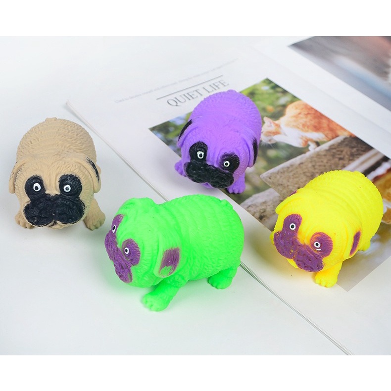 Squishy Mochi hình chó pitbull màu mè đồ chơi bóp tay mềm mịn dễ thương chân thực giảm stress co dãn đàn hồi ngộ nghĩnh