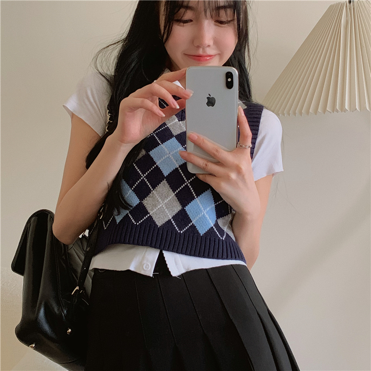 Áo vest COZOK kẻ sọc caro thời trang cho nữ