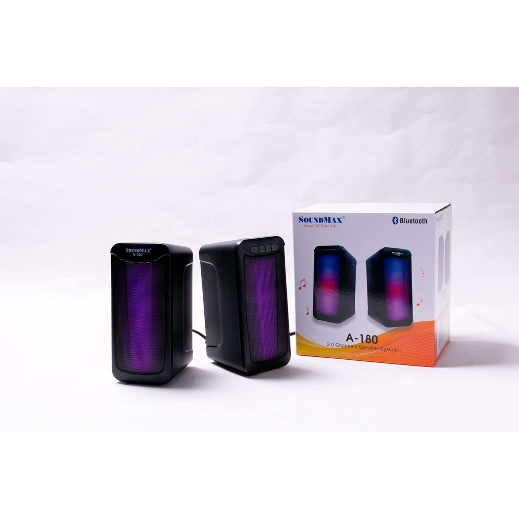 Loa Vi Tính Soundmax A180/2.0 có bluetooth led tự động đổi màu - Hàng Chính Hãng