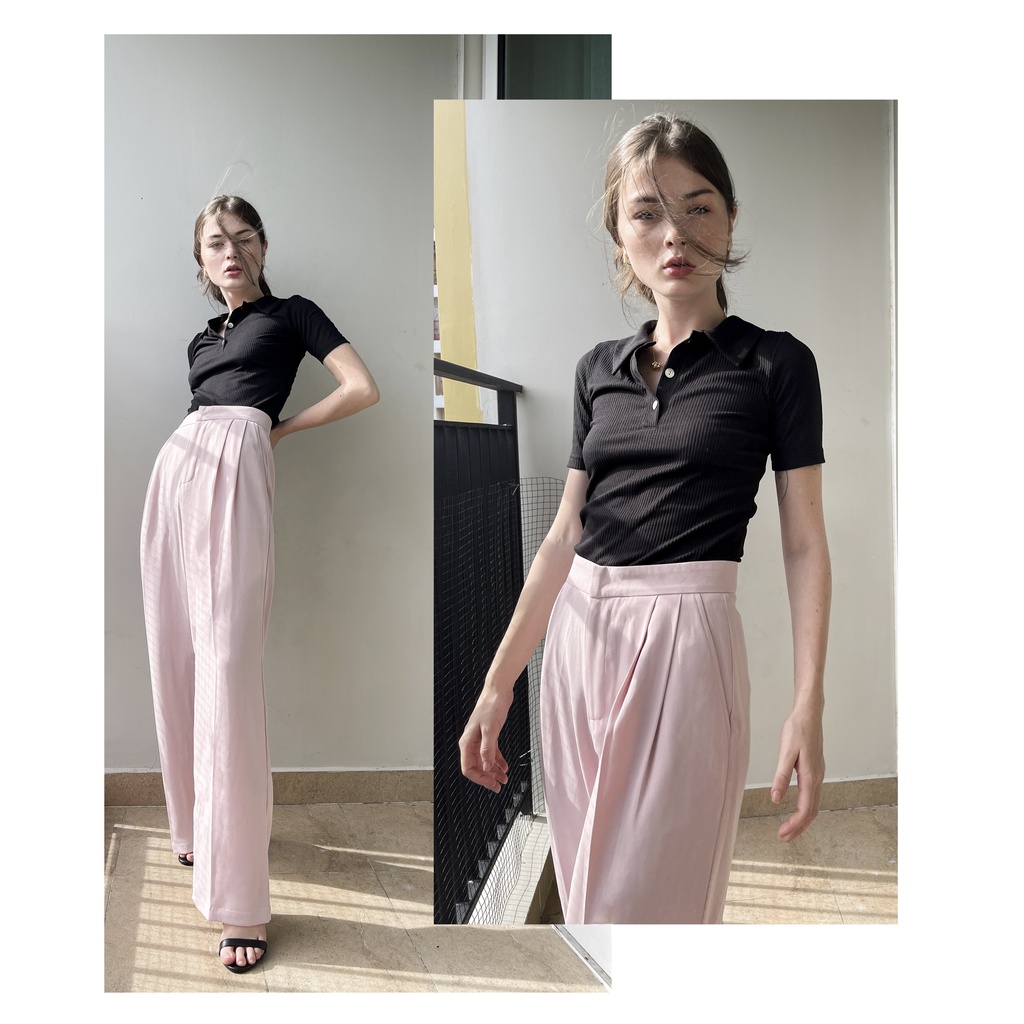 Áo thun Polo tay ngắn dáng ôm Polo Top màu đen - DEVONS STUDIO