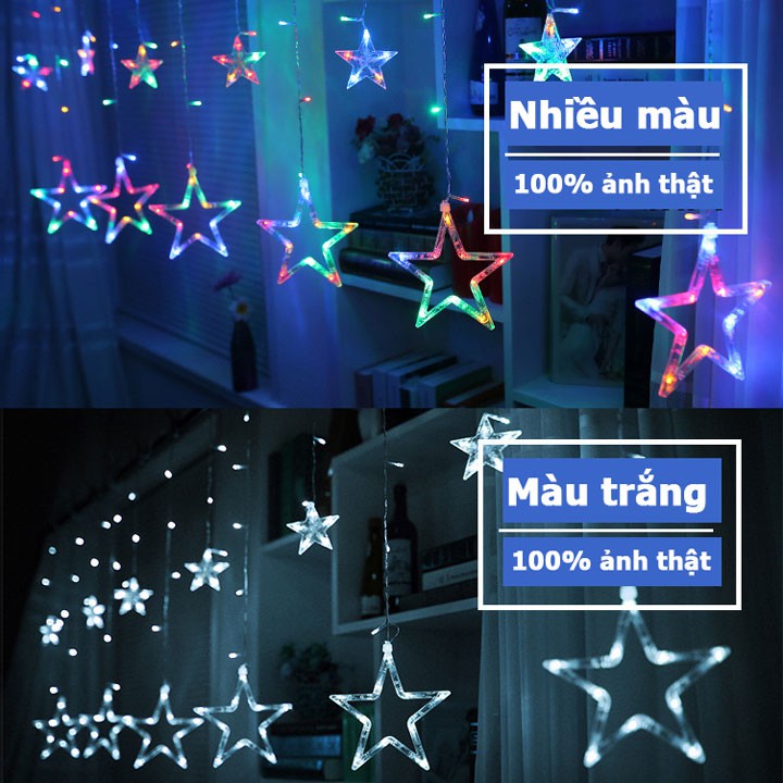 Dây nháy led hình ngôi sao kiểu rèm cửa trang trí ngày tết Noel