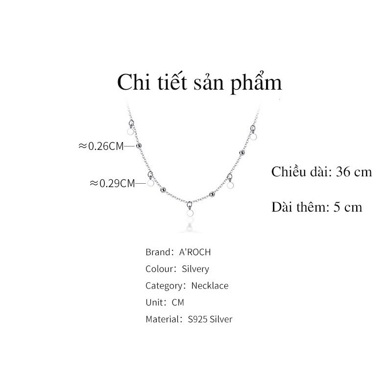 Dây chuyền bạc Ý s925 trái tim nhỏ tua rua D7041 - AROCH Jewelry