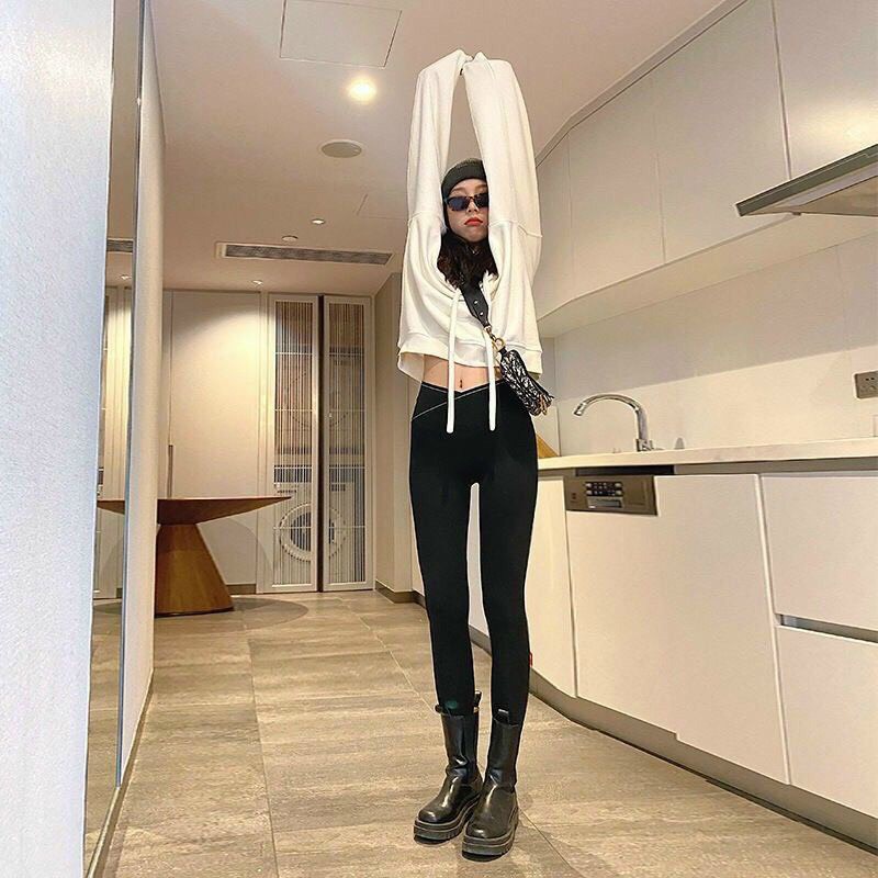 Quần legging cạp vạt chéo, lưng cao gen bụng