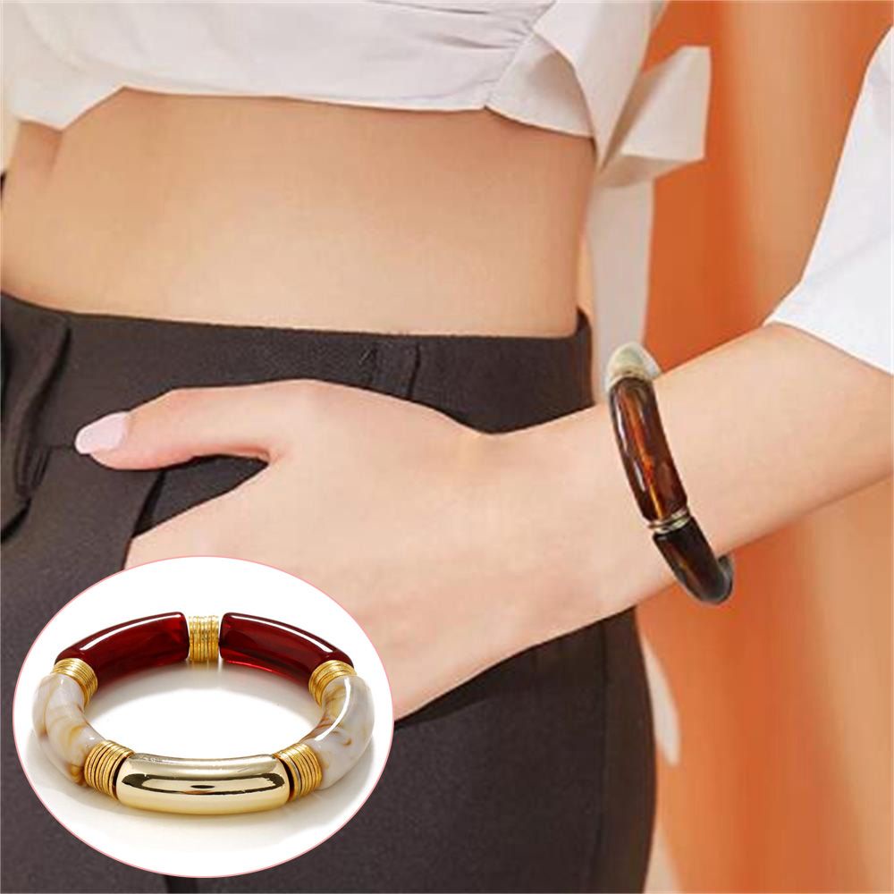 Vòng tay ống tre acrylic quà tặng ngày lễ tình nhân phong cách cổ điển quyến rũ cho nữ