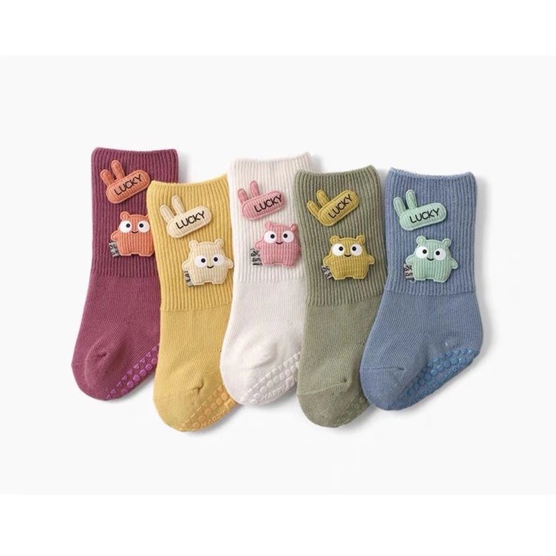 Vớ Cotton Giữ Ấm Chống Trượt In Hình Búp Bê Hoạt Hình Dễ Thương Thời Trang Thu Đông Cho Bé Sơ Sinh