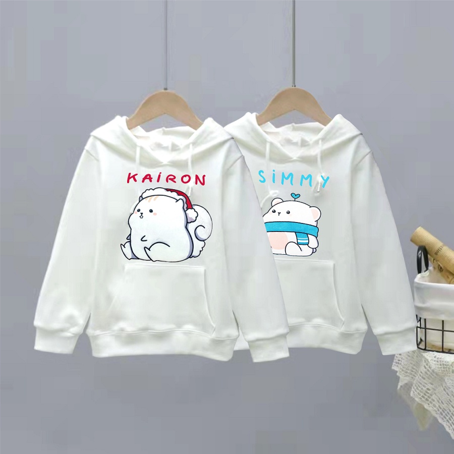 Áo khoác hoodie hero team cho bé màu trắng đủ size từ 10-85kg
