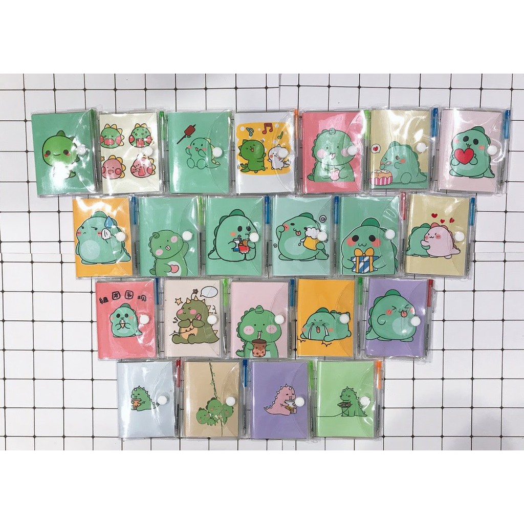 Sổ tay kèm bút khủng long mặt hớn dinosaurs 8*10cm dragon khủng long xanh