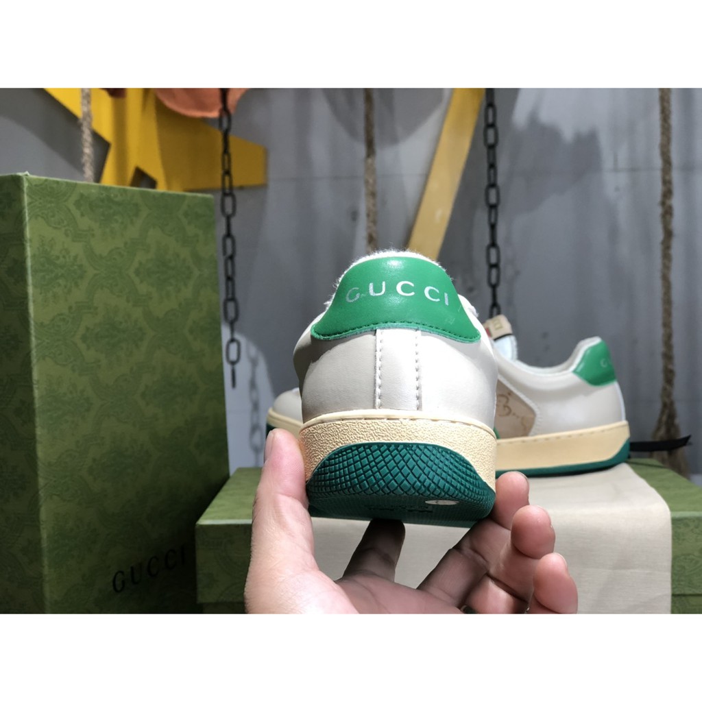 Giày Sneaker Gucci Screener Leather Xanh, Tím Cao Cấp Fullbox, Giày thể thao gucci sơn tùng 2 màu xanh, tím dày dặn.