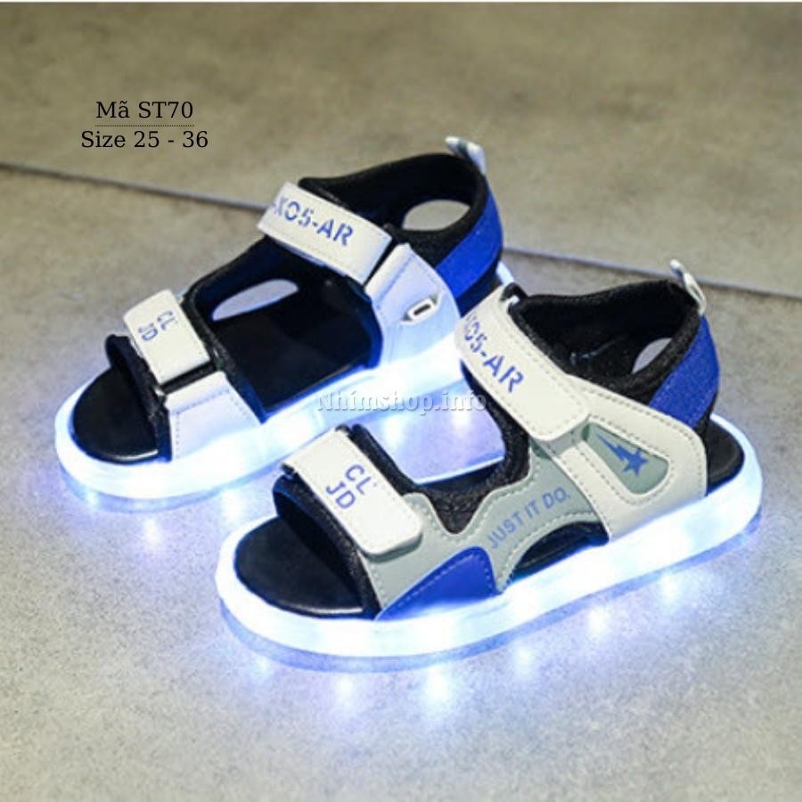 Giày sandal bé trai gái có đèn LED phát sáng thời trang sạc USB thông minh siêu bền êm chân cho trẻ em 3 - 12 tuổi ST70