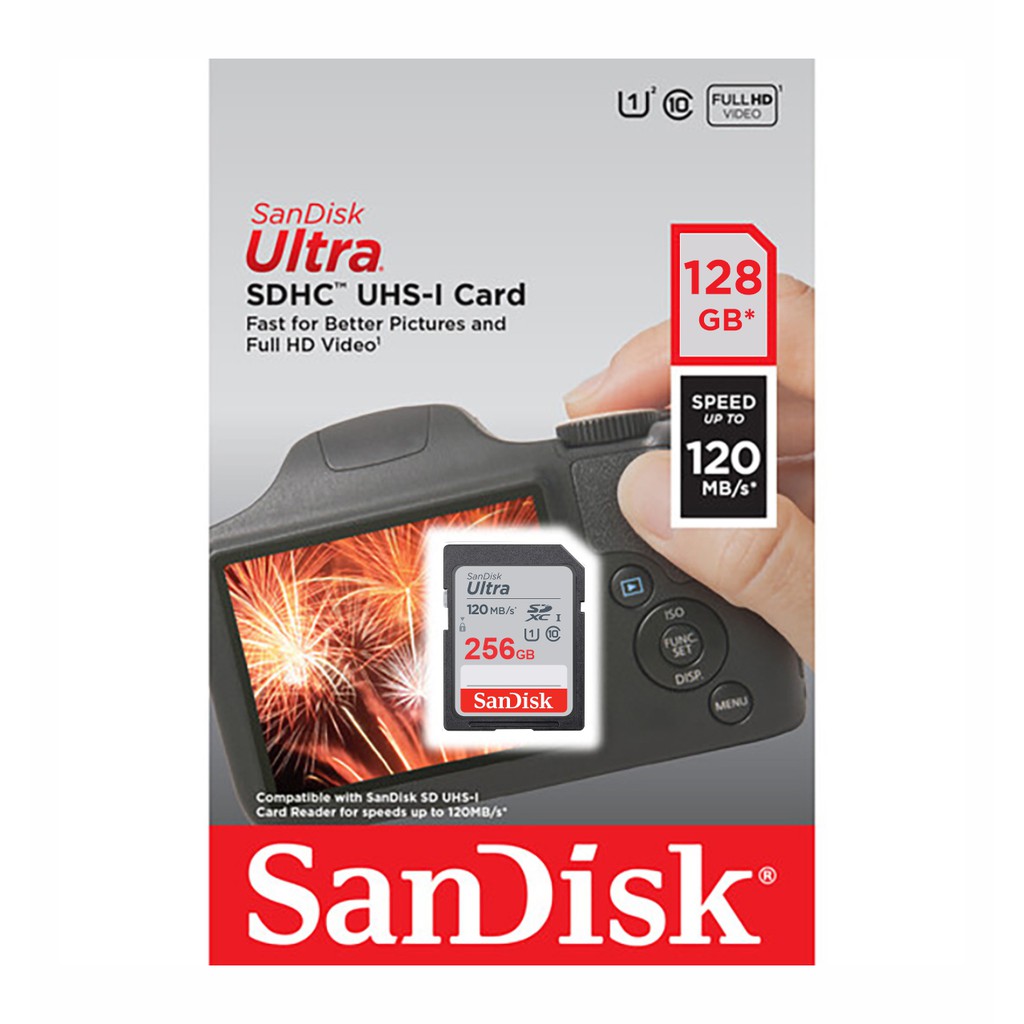 Thẻ Nhớ Máy Ảnh SDHC SanDisk Ultra 256GB 120MB/s - SDSDUN4-256G-GN6IN - Hàng Phân Phối Chính Hãng