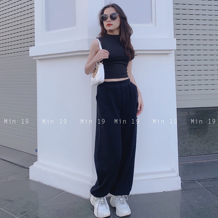 Bộ Thể Thao Nữ MIN19 Sét Đồ Nữ Tanktop Bigsize Cá Tính Gồm Quần Jogger Áo Ba Lỗ Croptop Sát Nách Thời Trang Hàn Quốc