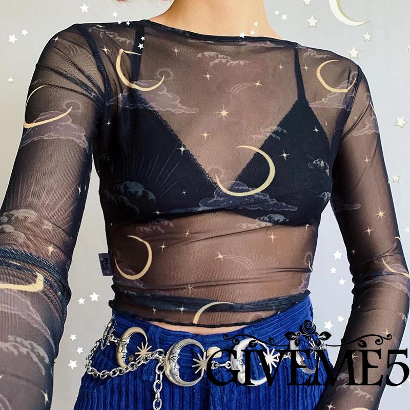 Áo lửng tay dài phối lưới nhìn thấu kiểu dáng quyến rũ cho nữ