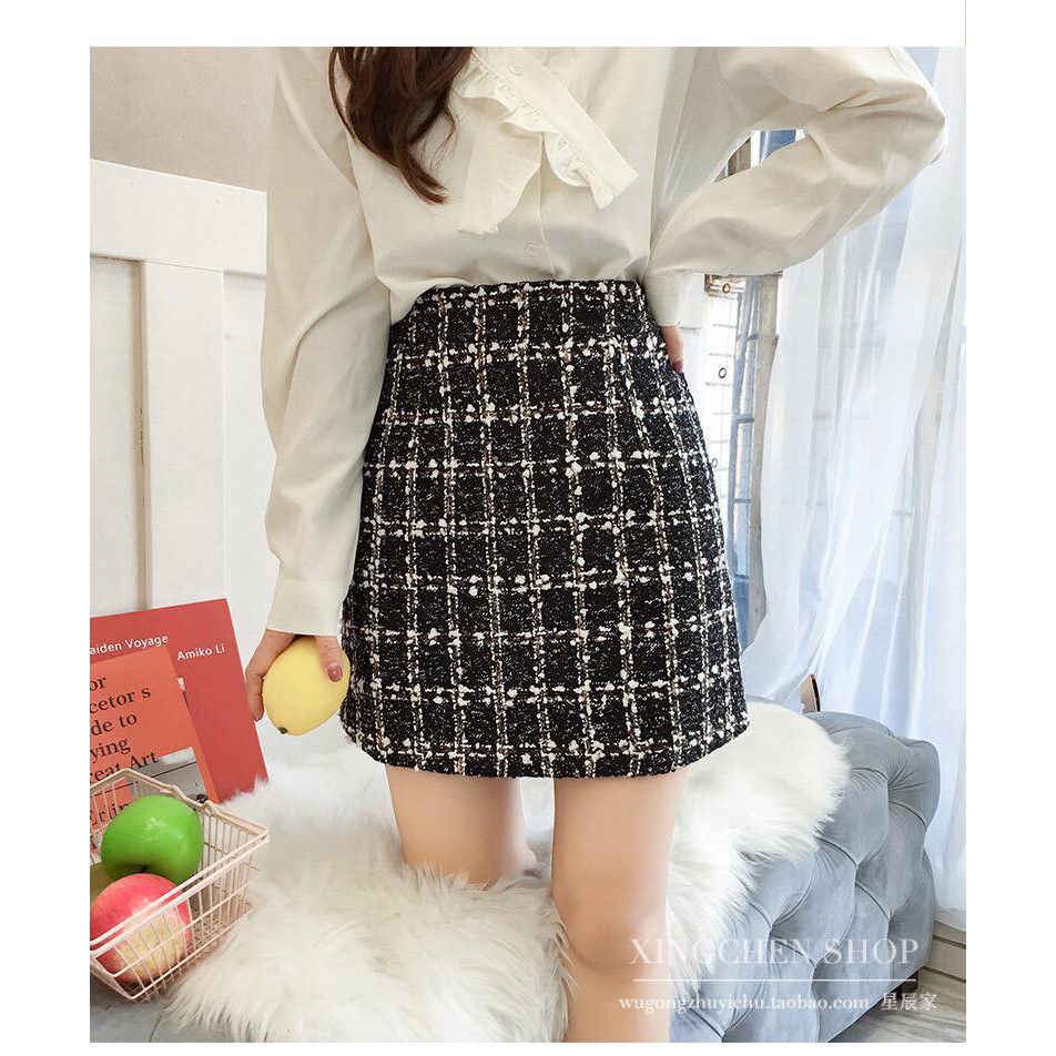 Chân Váy Ngắn Tweed Kẻ Sọc Hàng Quảng Châu | BigBuy360 - bigbuy360.vn