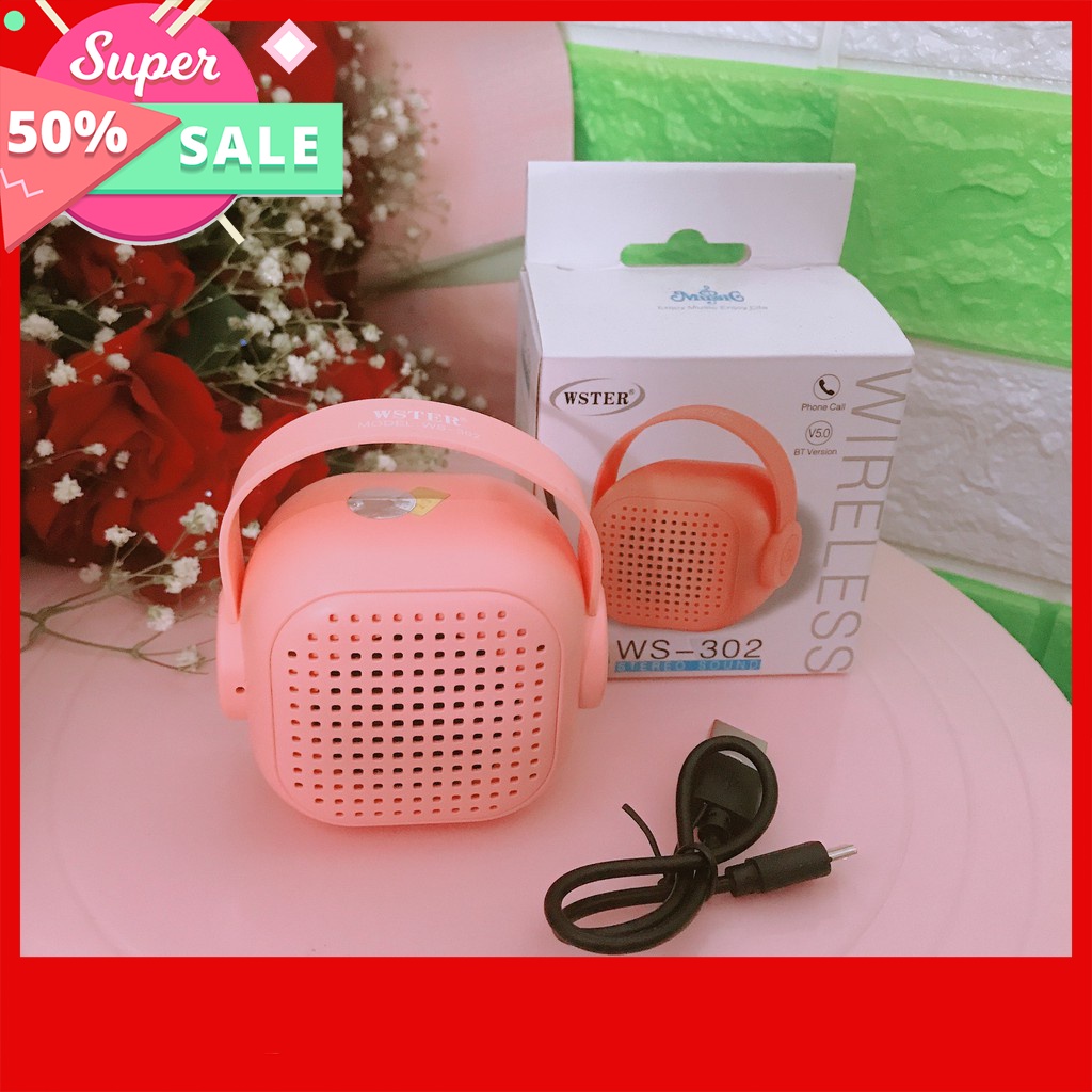 Loa Bluetooth mini WSTER WS 302 xinh xinh bỏ túi, âm thanh cực hay, pin trâu, giá rẻ
