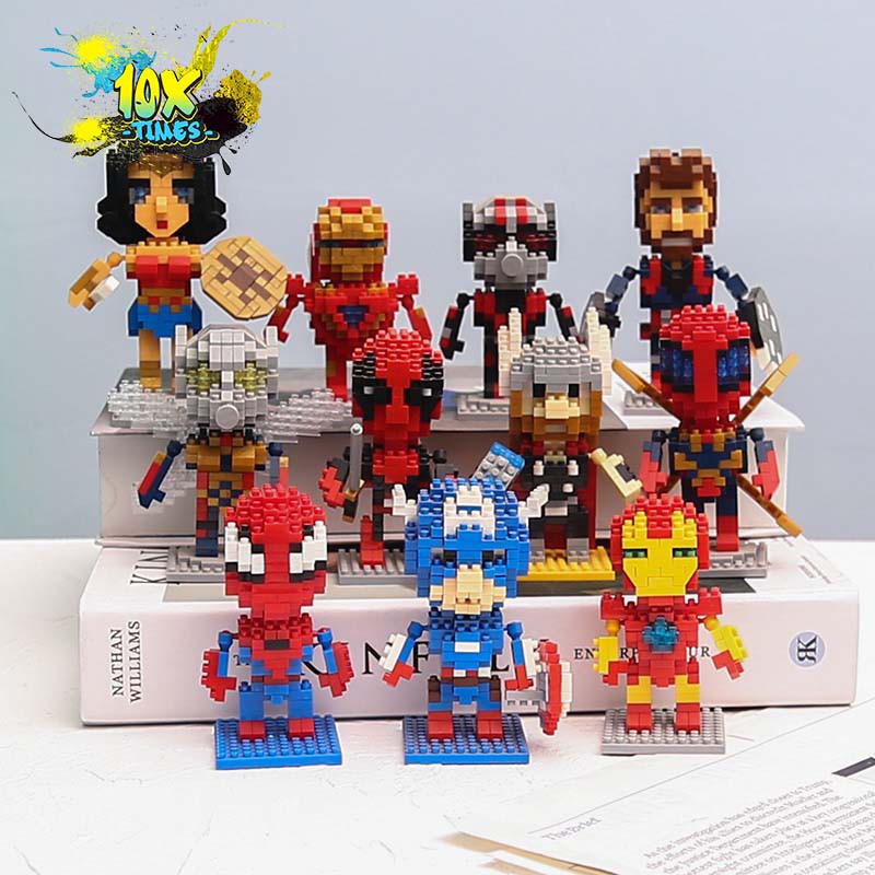 (size 10cm ) đồ chơi xếp hình 3d siêu nhân anh hùng marvel dễ thương, sáng tạo trẻ em, quà sinh nhật bé trai