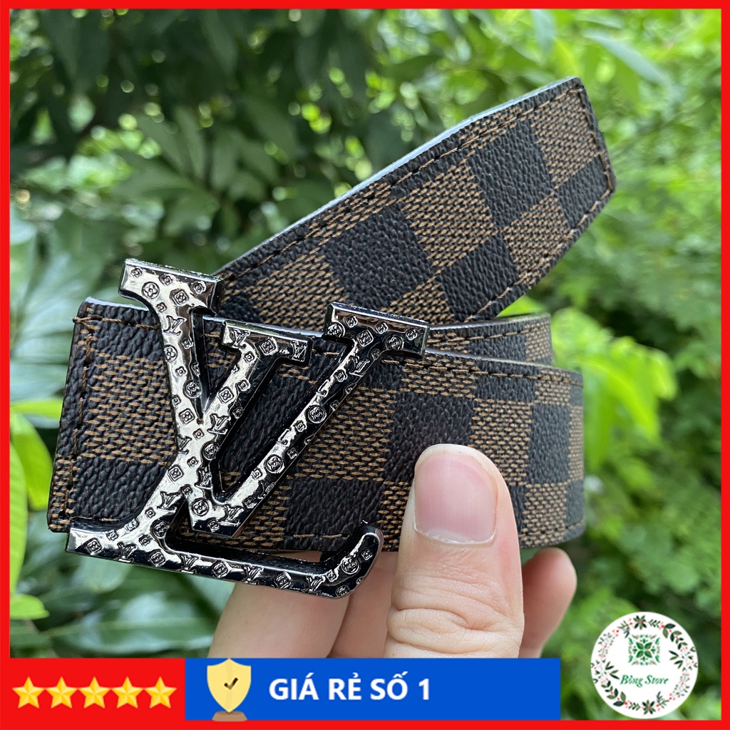 Combo Thắt lưng nam LV, Ví da kẻ caro, thắt lưng lv nam thời trang, mặt nguyên khối CBLV002D