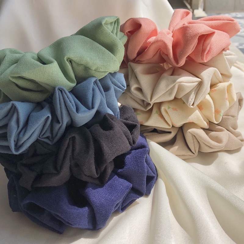 cột tóc scrunchies linen bột