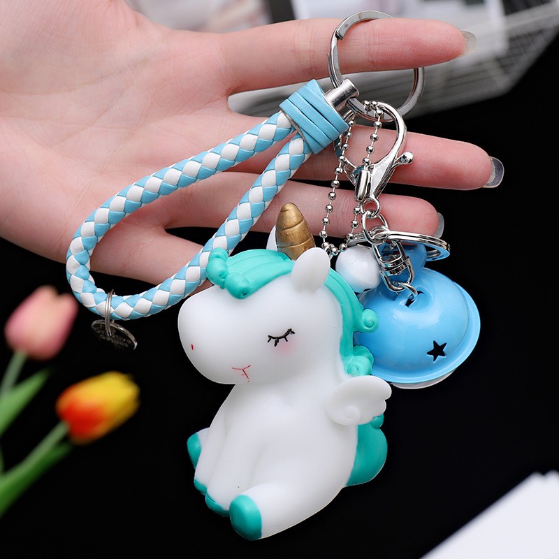 Móc khóa treo balo Kỳ lân Unicorn lady CUTE có Chuông