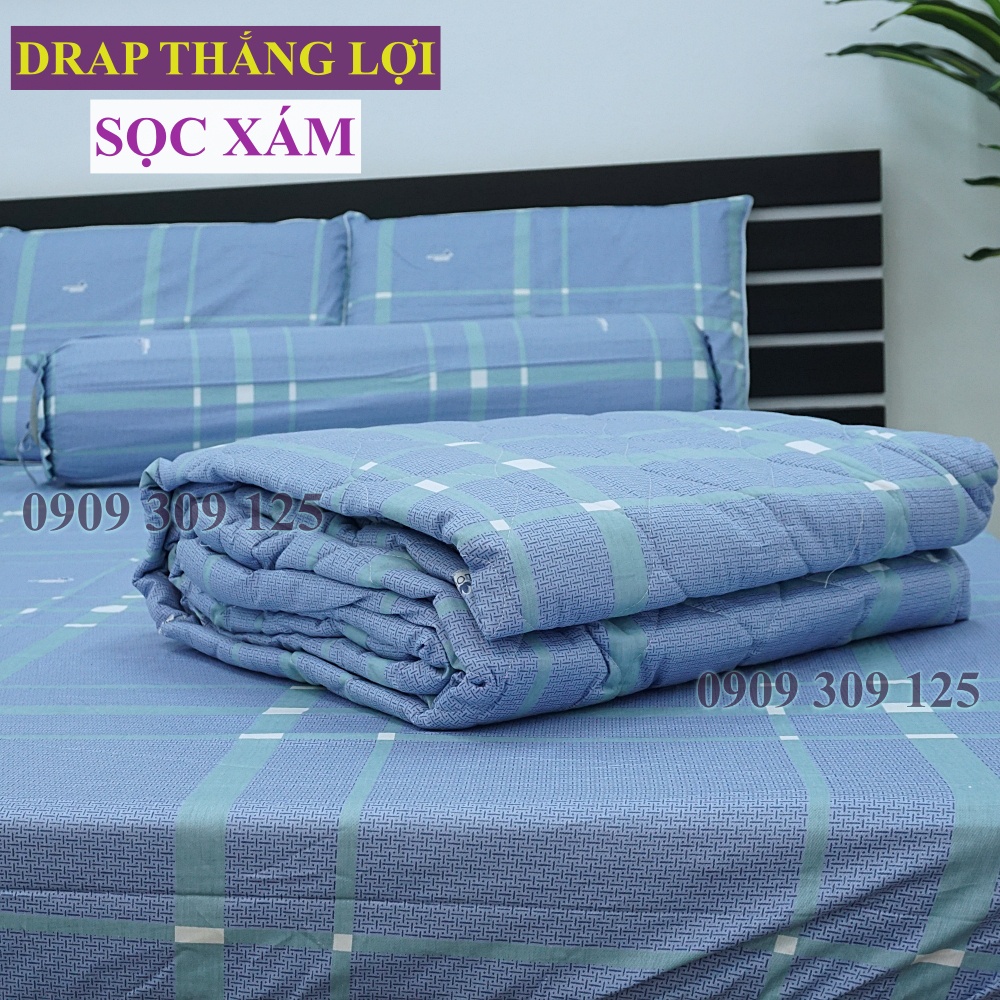 Bộ Drap 1m8 + CHĂN MỀN Thắng Lợi cao cấp chuẩn logo thoáng mát cotton (ga giường 5 món)