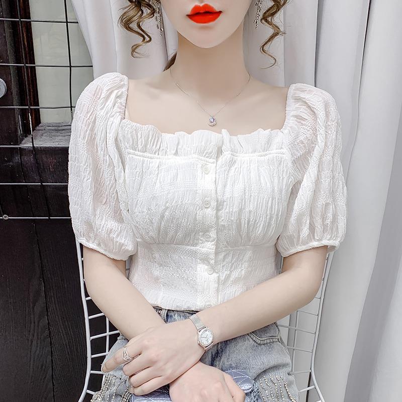 Áo Kiểu Cổ Vuông Tay Phồng Mẫu Mới 2022 Thời Trang Mùa Hè Phong Cách Phương Tây Cho Nữ