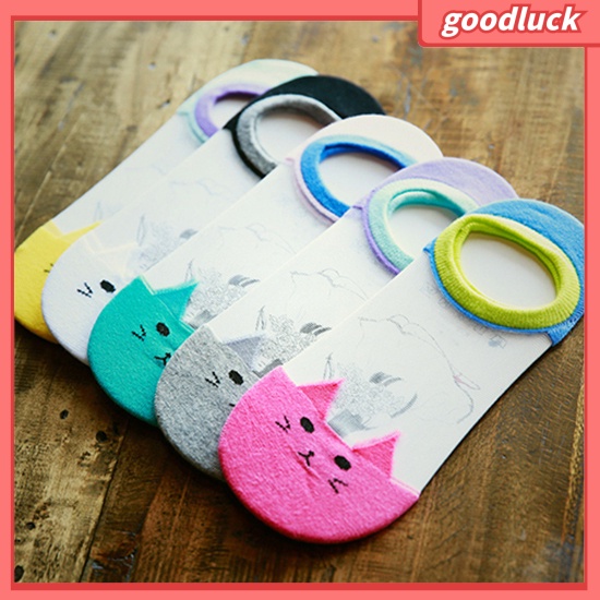 Vớ Thuyền Trong Suốt In Hình Mèo Đáng Yêu Cho Nữ