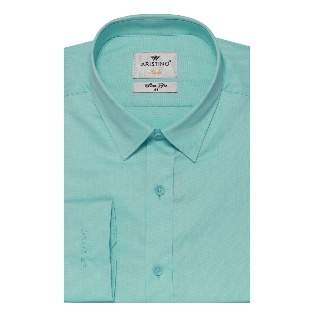 Áo sơ mi nam dài tay ARISTINO họa tiết dobby xanh ngọc lịch lãm, chất bamboo mềm nhẹ, thấm hút - ALS19208