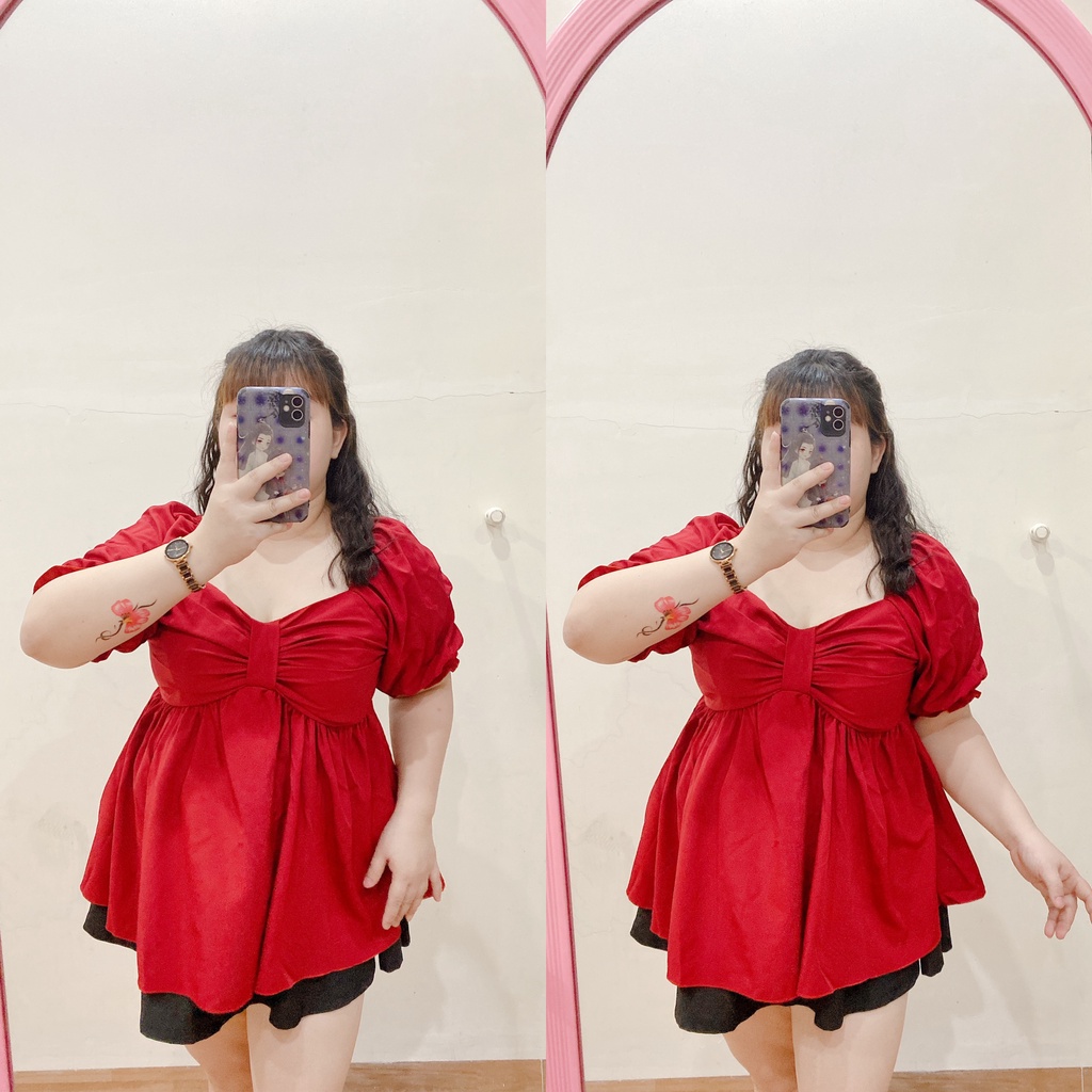 🌼Áo Babydoll nơ ngực dáng dài 50-80kg