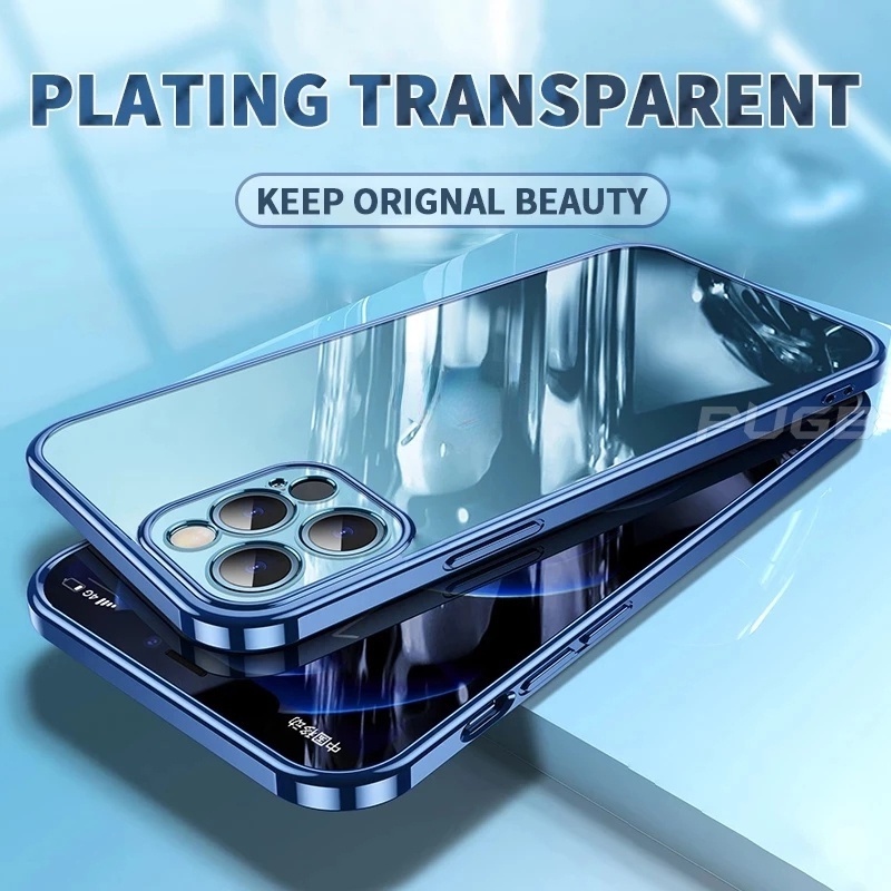 Ốp Điện Thoại Silicon Mềm Viền Vuông Mạ Màu Trong Suốt Sang Trọng Cho iPhone 13 12 11 Pro Max