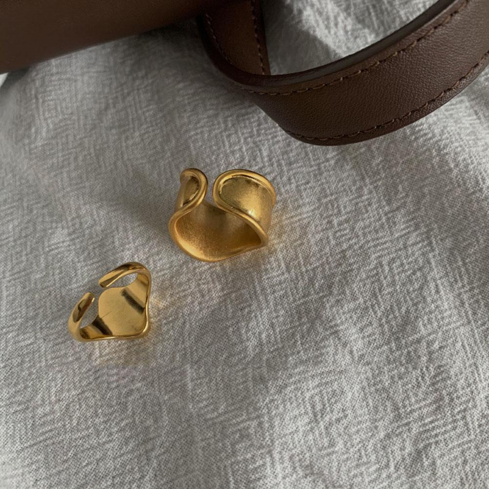 Nhẫn Cặp Đôi Tối Giản Mặt Hình Học Rộng Phong Cách Hàn Quốc Có Thể Điều Chỉnh