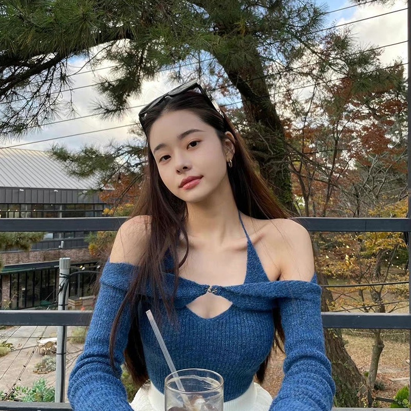 SUXI Áo Croptop Dệt Kim Thời Trang Mùa Thu Cho Nữ