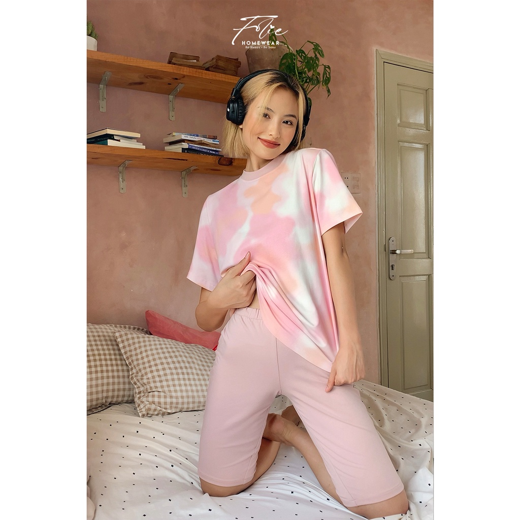[Chính hãng]FolieHomewear Đồ mặc nhà áo ngắn tay quần lửng chất liệu thun cotton FB104.2 | BigBuy360 - bigbuy360.vn