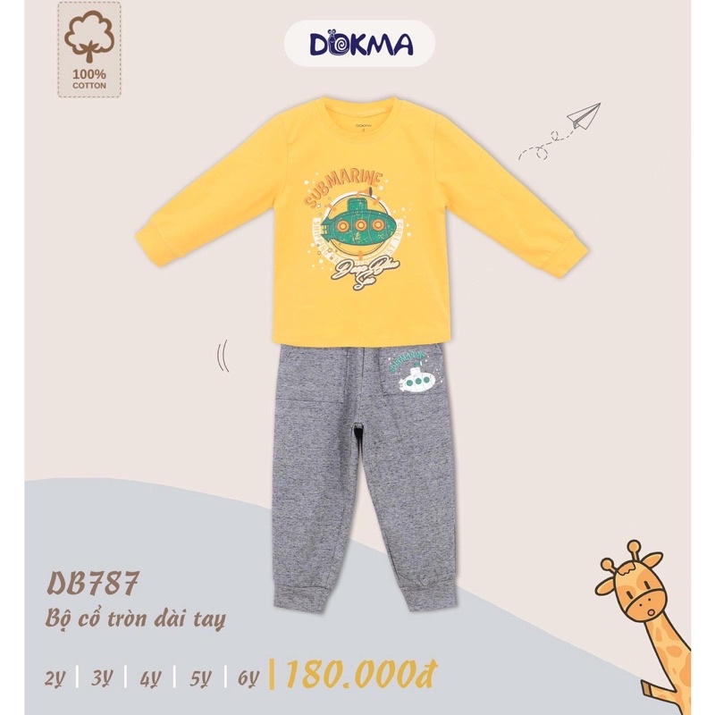 Bộ dài tay thu đông cổ tròn DOKMA 2-6y DB1831