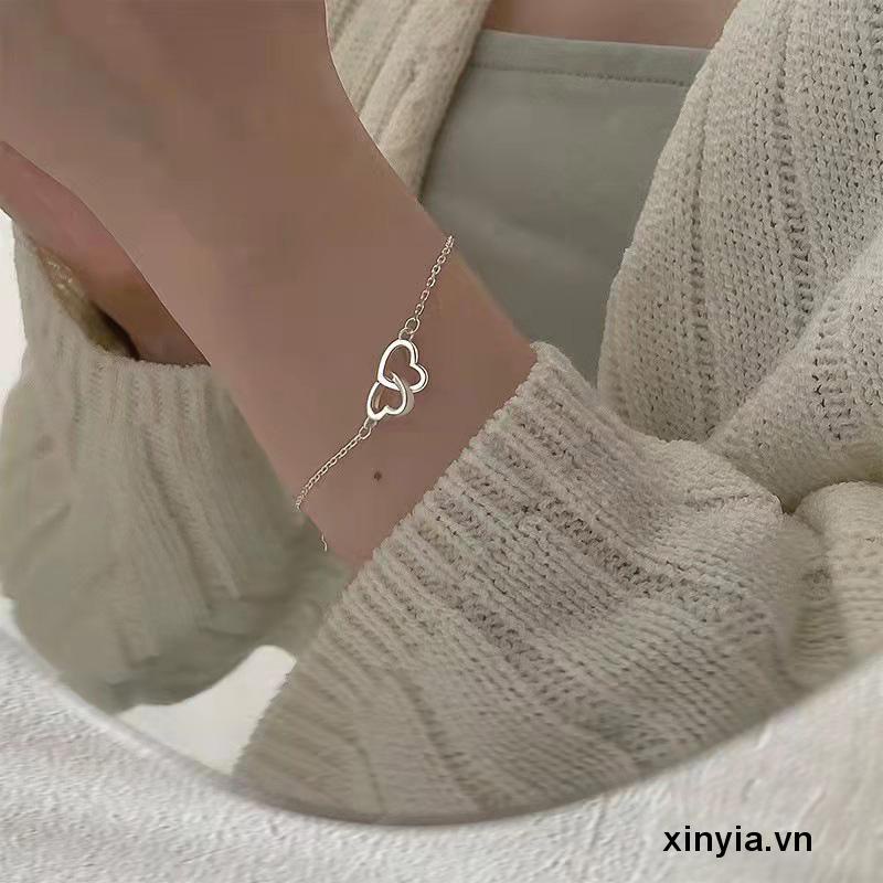 Vòng Tay Bạc Hình Trái Tim Thời Trang Cho Nữ