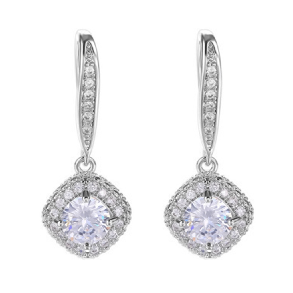 Hoa Tai Dáng Dài Đính Đá Nhân Tạo Thời Trang