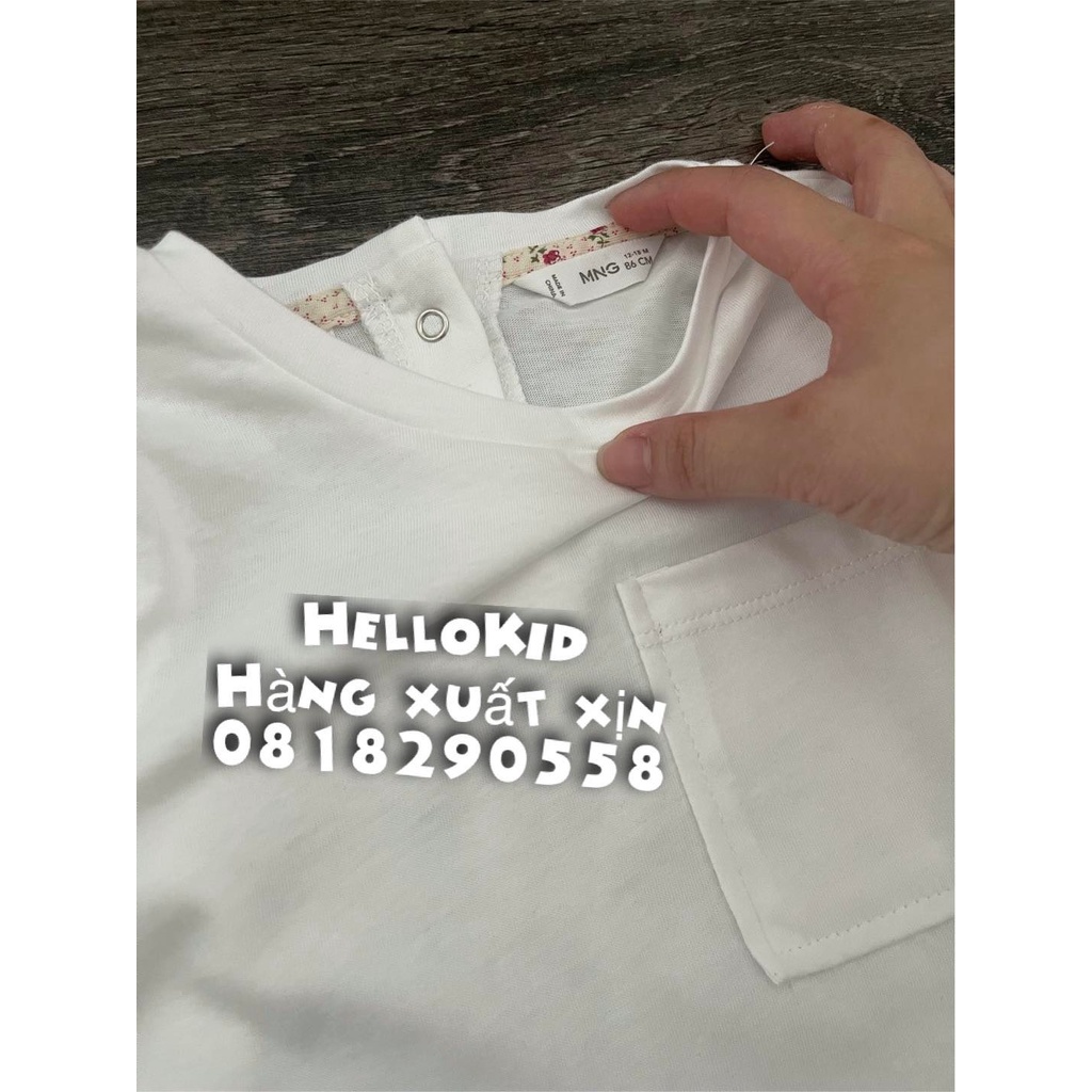 B338 - Bộ PJ MNG áo trắng quần hoa bé gái