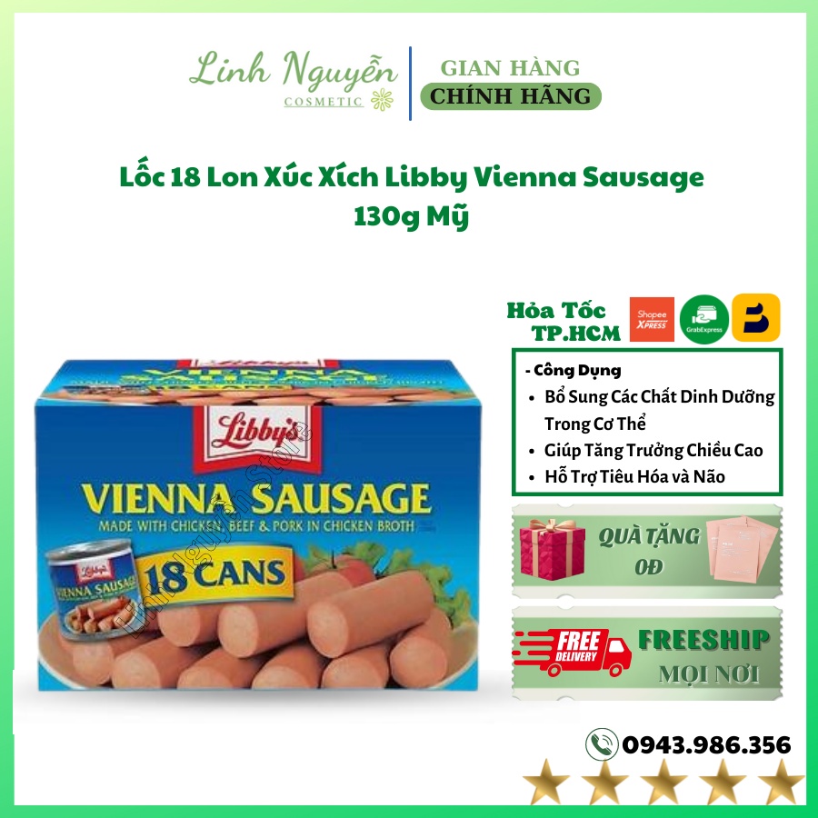 Lốc 18 Lon Xúc Xích Libby Vienna Sausage 130g Mỹ