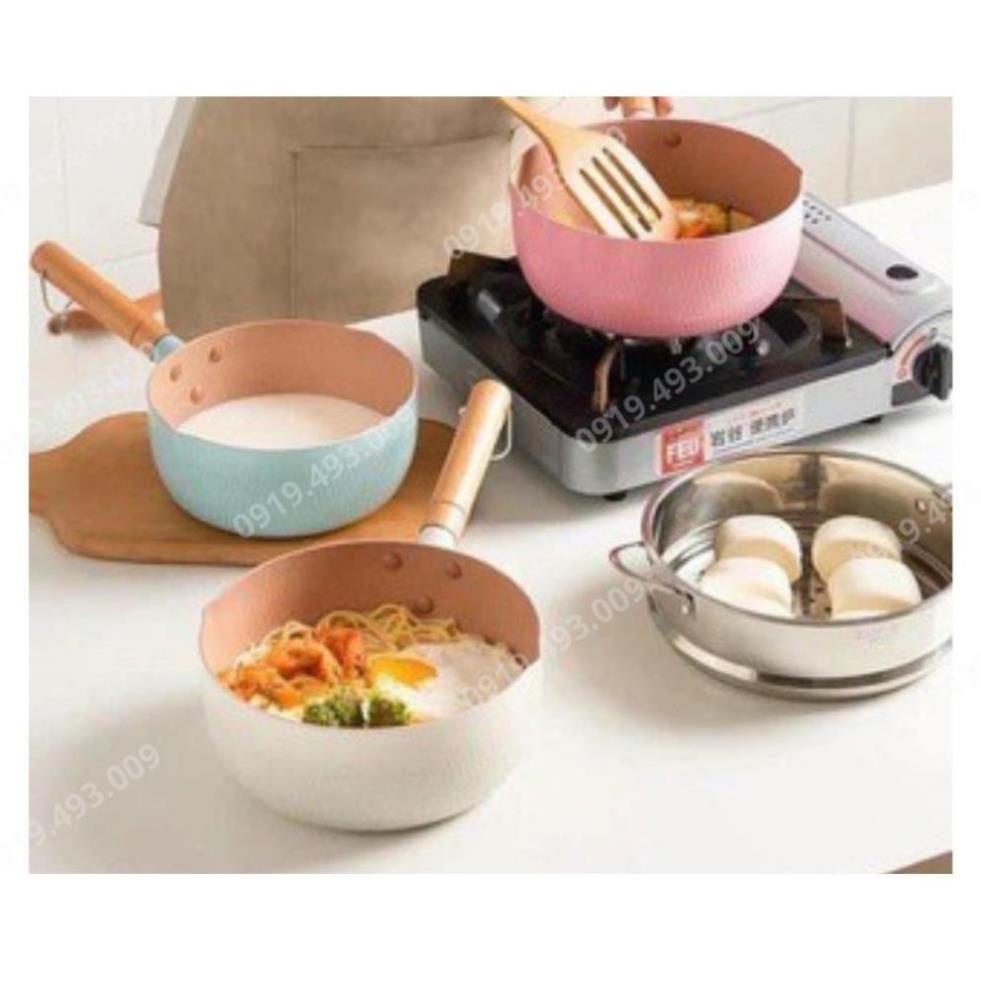 CHẢO CHỐNG DÍNH CHẢO CÁNG GỖ KIỂU DÁNG HÀN QUỐC SÂU LÒNG SIZE 18 CM  SUSU SALE SALE