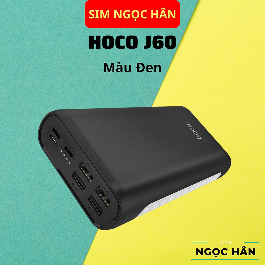 Pin sạc dự phòng Hoco J60/J62 30000mah 4 Cổng USB 2.0A - Tích Hợp Đèn Pin Sạc Nhanh 18w Sạc Cùng Lúc Nhiều Thiết Bị