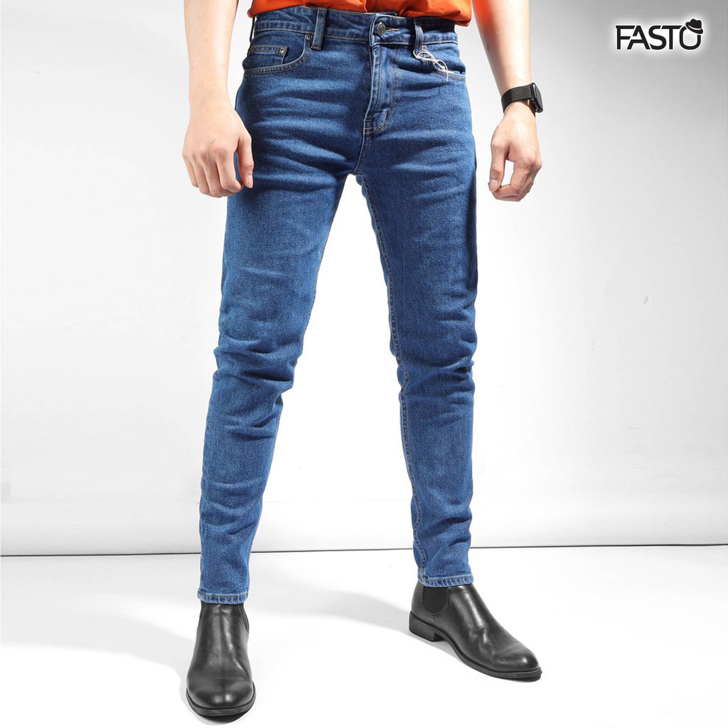 Quần Jean denim Nam cao cấp xanh đá đậm JACOBS & COLE - Thời trang nam FASTO