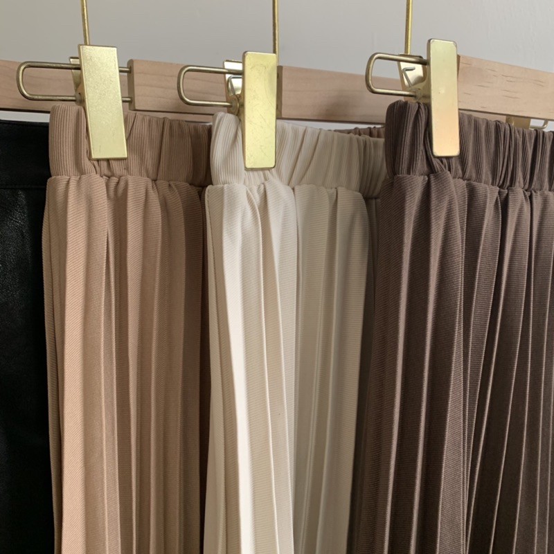 Chân váy xếp ly dài cạp chun