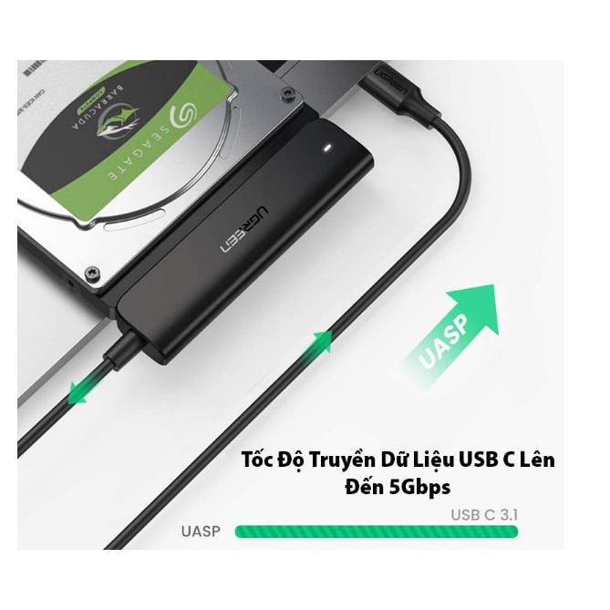 Cáp Chuyển USB Type-C Sang SATA III Ugreen 70610 (Hỗ trợ ổ cứng 2.5 inch HDD SSD)