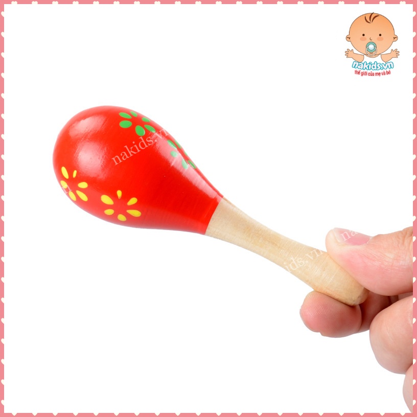 Lục Lạc Gỗ Đầu Tròn, Đồ Chơi Xúc Xắc Thúc Đẩy Khả Năng Cầm Nắm Và Thị Giác, Thính Giác Cho Bé MS89 - DC2