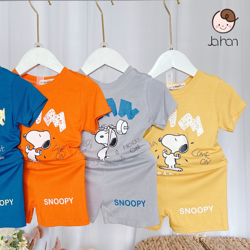 [SALE] Bộ Cộc Tay Cho Bé Trai, Bé Gái Minky Mom Vải Thun Lạnh Hoạ Tiết Snoopy, Đồ Bộ Cho Bé Mặc Nhà MKM2247