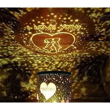 (Xài pin AA) Star projector Đèn led chiếu bầu trời đầy sao kết hợp hình trái tim và I love you