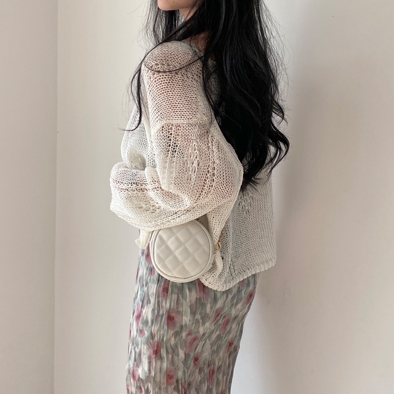 SUXI Áo Khoác Cardigan Dệt Kim Tay Dài Dáng Rộng Chống Nắng Phong Cách Vintage Hàn Quốc