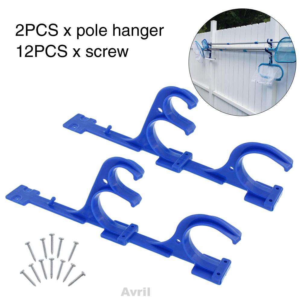 Home Durable Blue Garden Tools With Screw Plastic Holder Skimmers Pool Pole Hanger