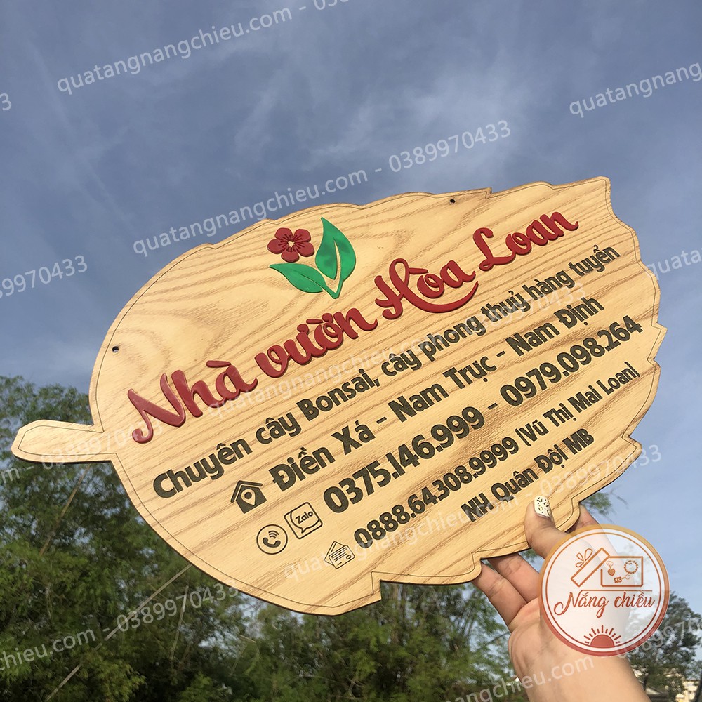 Bảng treo cửa hàng, demo quán cà phê , trà sữa,  treo nhà vườn chuyên cây Bonsai, cây cảnh_ Chất liệu gỗ tự nhiên