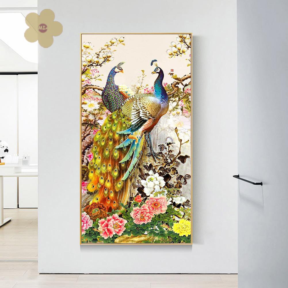 Bộ Tranh Đính Đá Tự Làm Hình Chim Công